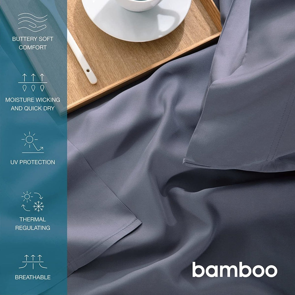 BETTER SLEEP - 100% BAMBOO COOLING SHEETS AND PILLOWCASE SET - Twin -Dark Grey