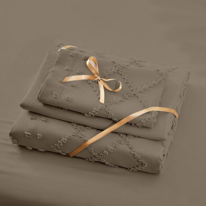 NOUVEAU ! Parure de lit housse de couette microfibre tuftée style bohème