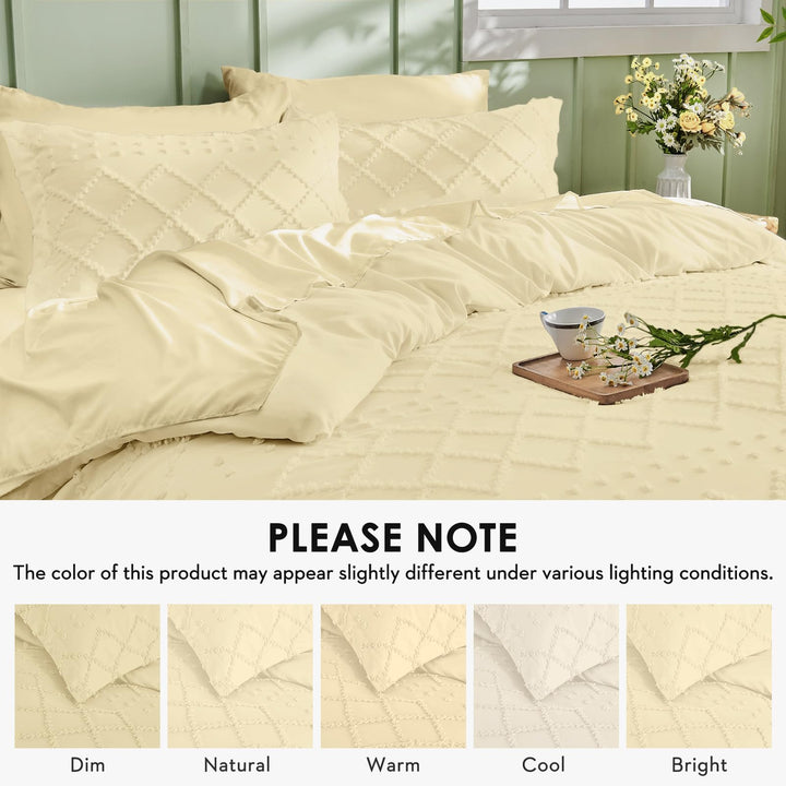 NOUVEAU ! Parure de lit housse de couette microfibre tuftée style bohème