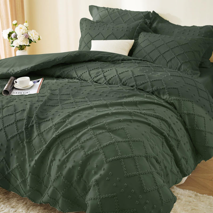 NOUVEAU ! Parure de lit housse de couette microfibre tuftée style bohème