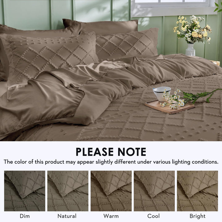 NOUVEAU ! Parure de lit housse de couette microfibre tuftée style bohème