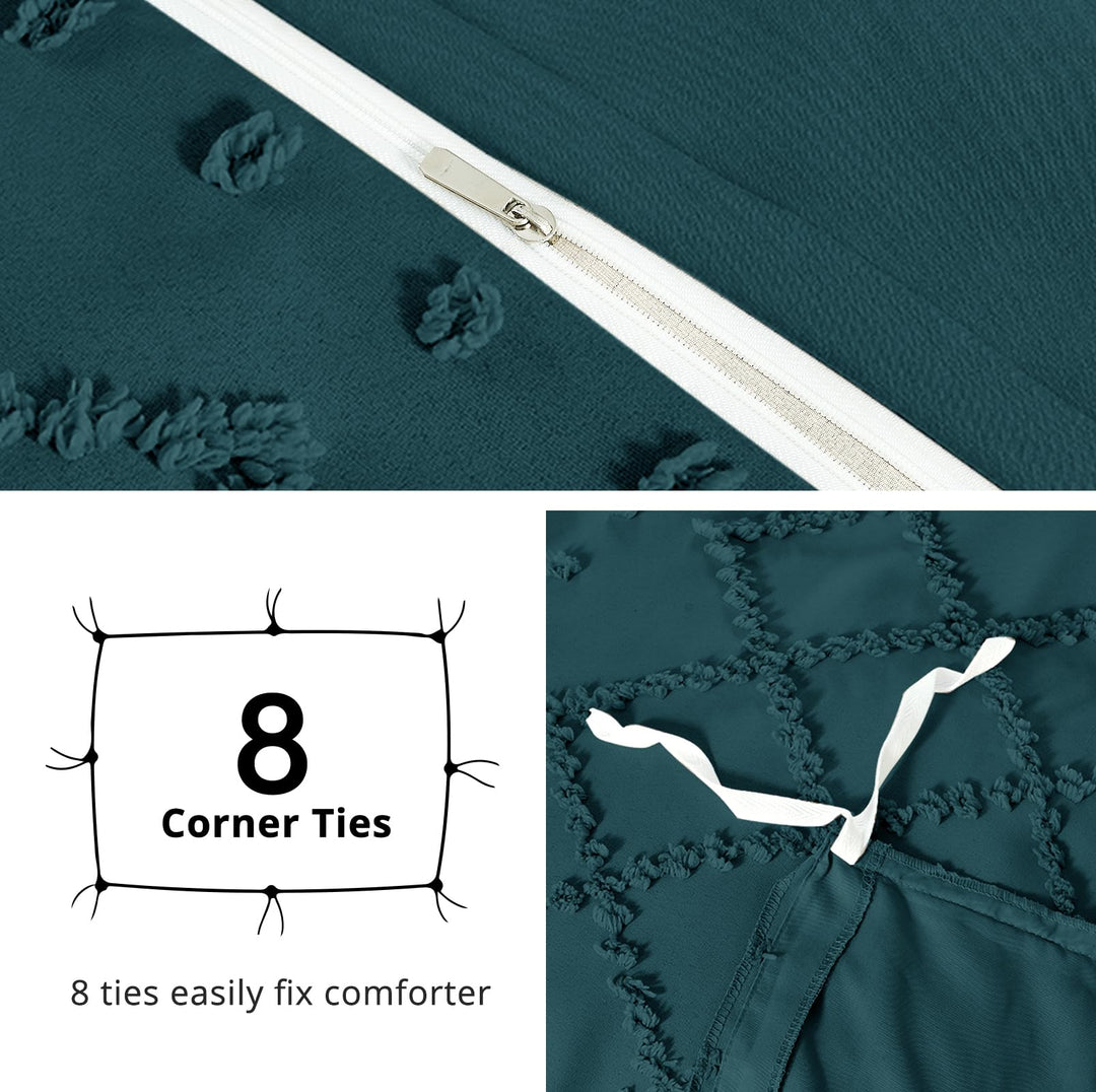 NOUVEAU ! Parure de lit housse de couette microfibre tuftée style bohème