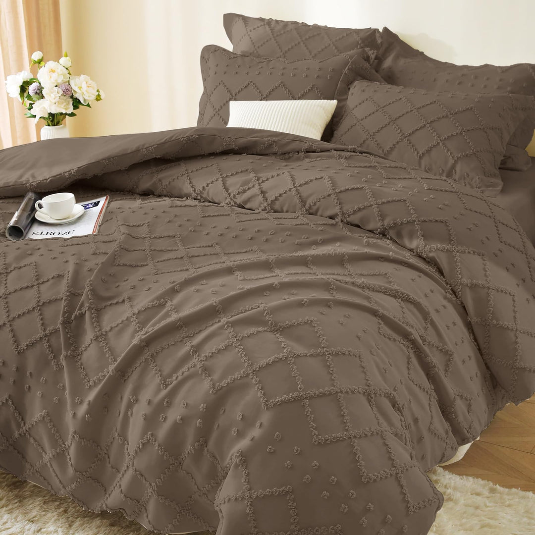 NOUVEAU ! Parure de lit housse de couette microfibre tuftée style bohème