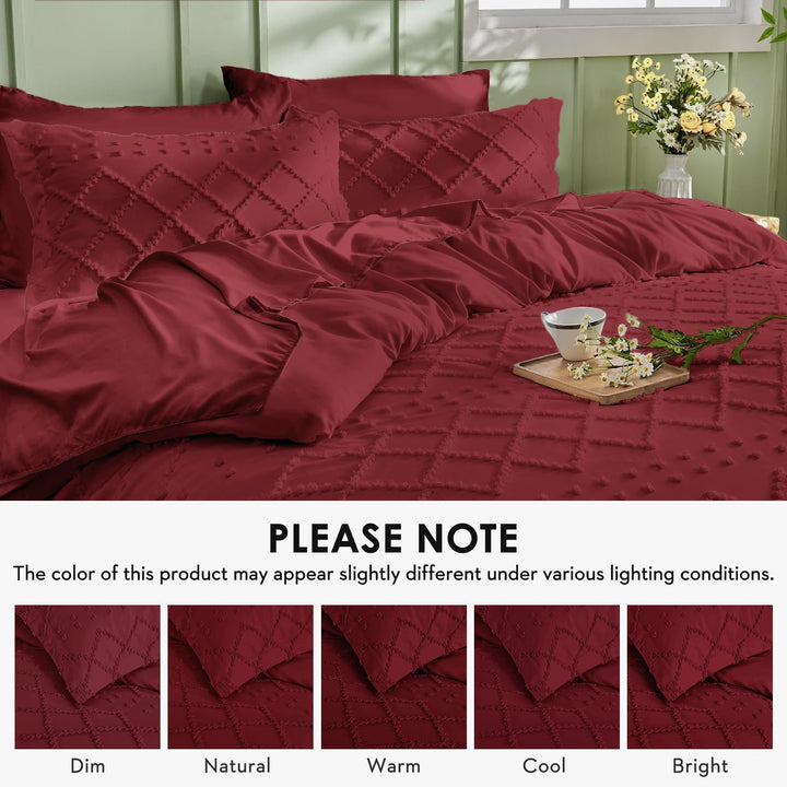 NOUVEAU ! Parure de lit housse de couette microfibre tuftée style bohème