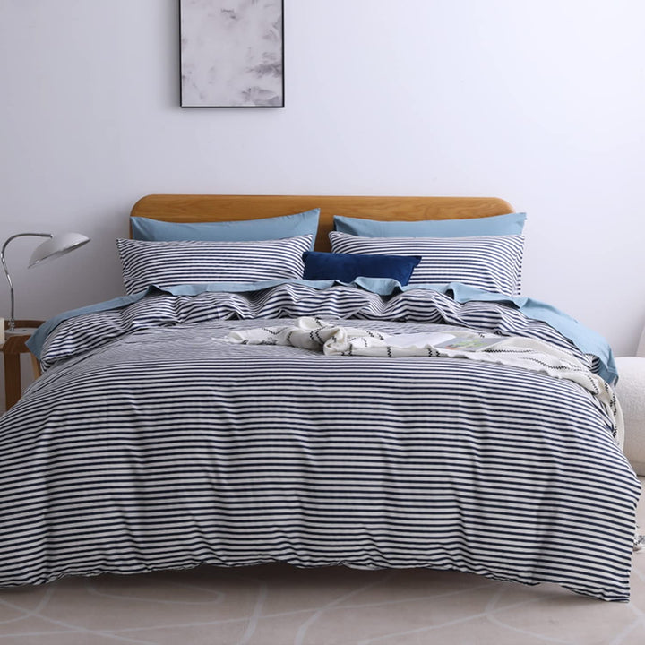 NEW! Cloud Stripe 100% Cotton Duvet Cover Set