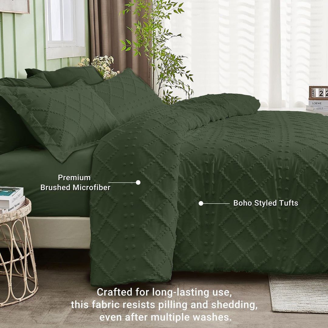 NOUVEAU ! Parure de lit housse de couette microfibre tuftée style bohème