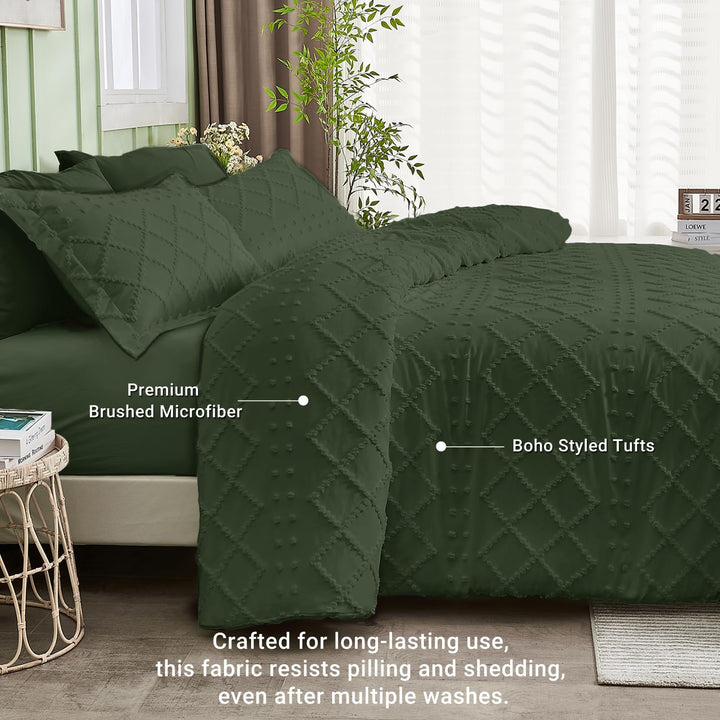 NOUVEAU ! Parure de lit housse de couette microfibre tuftée style bohème
