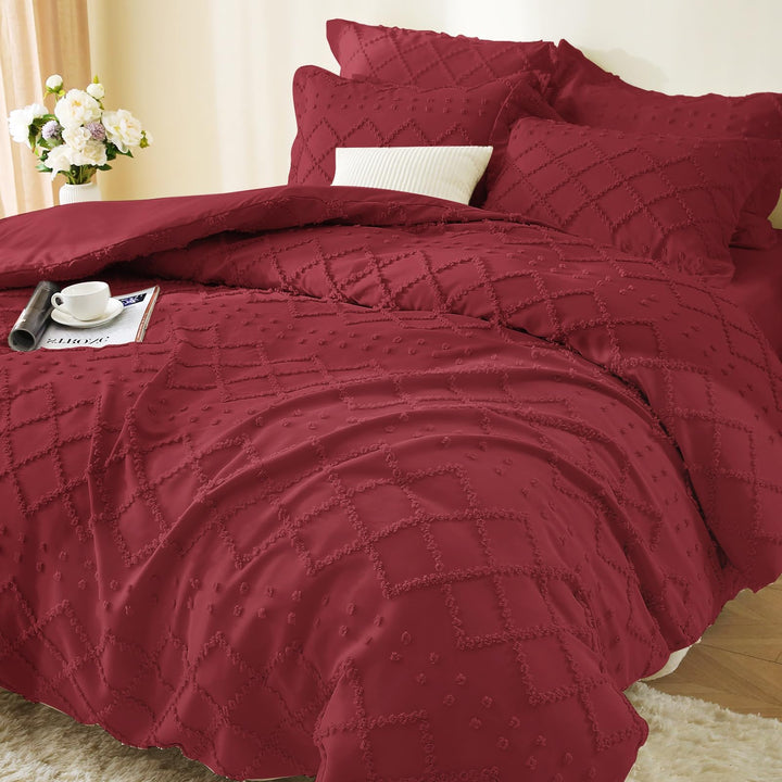 NOUVEAU ! Parure de lit housse de couette microfibre tuftée style bohème