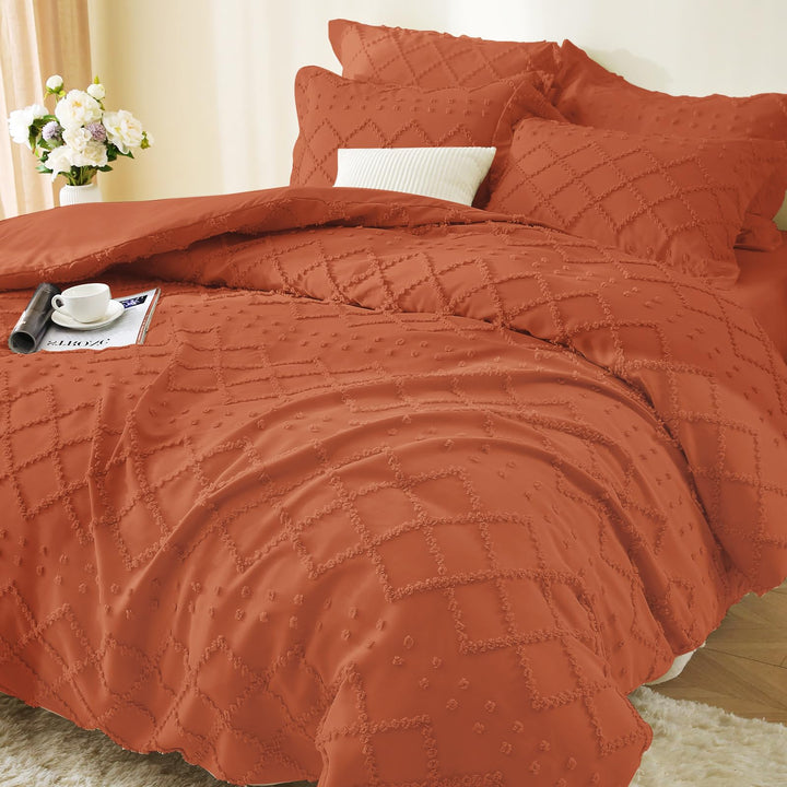 NOUVEAU ! Parure de lit housse de couette microfibre tuftée style bohème