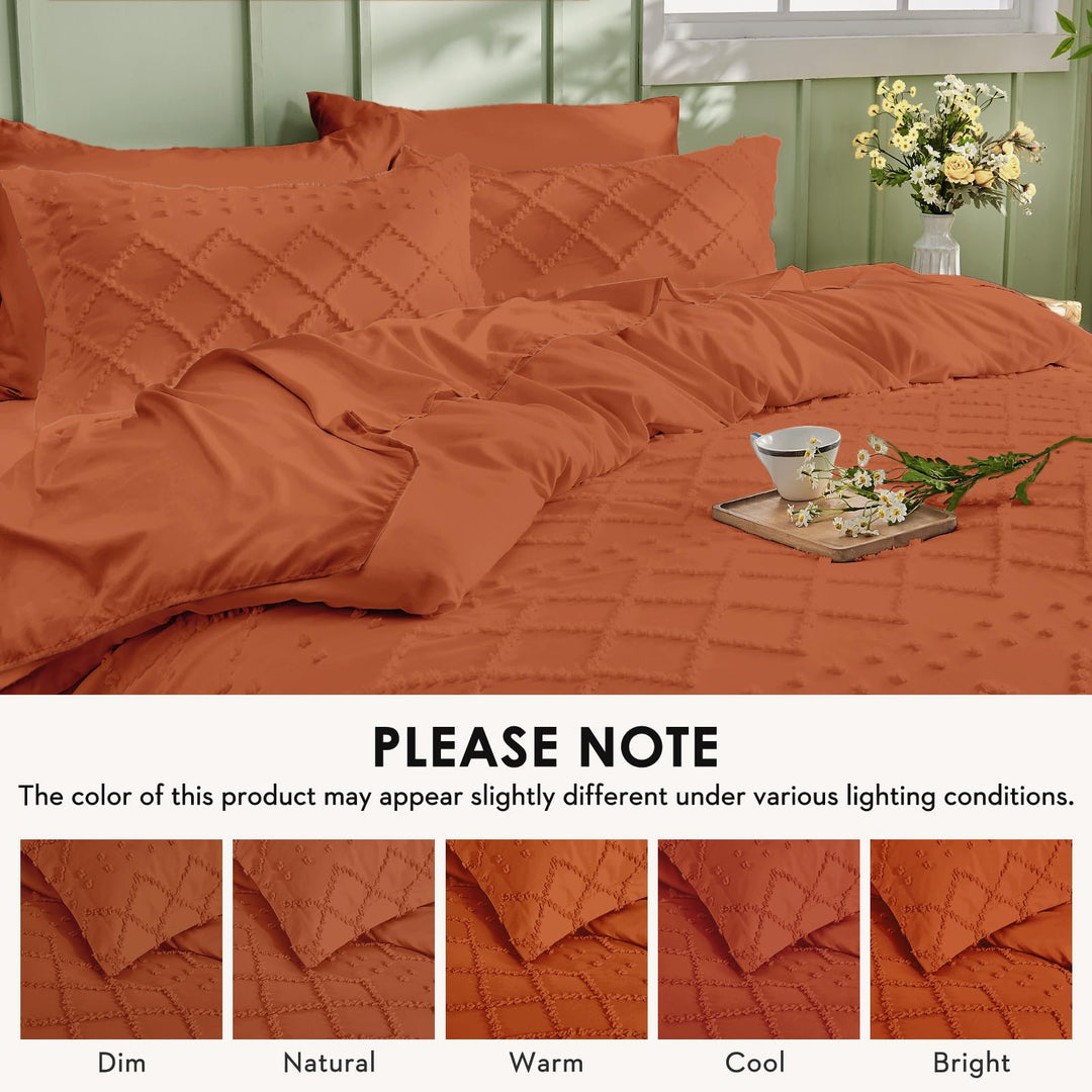 NOUVEAU ! Parure de lit housse de couette microfibre tuftée style bohème