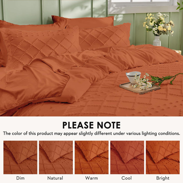 NOUVEAU ! Parure de lit housse de couette microfibre tuftée style bohème
