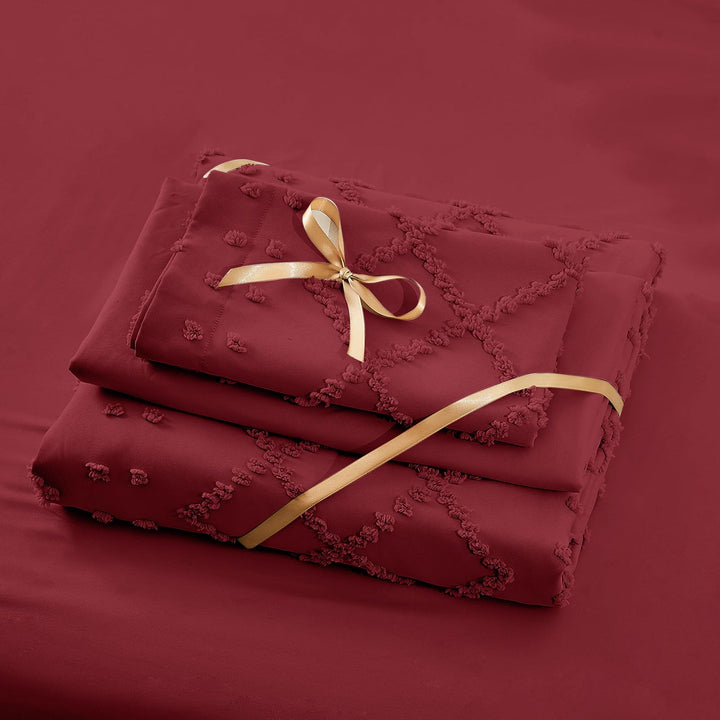 NOUVEAU ! Parure de lit housse de couette microfibre tuftée style bohème