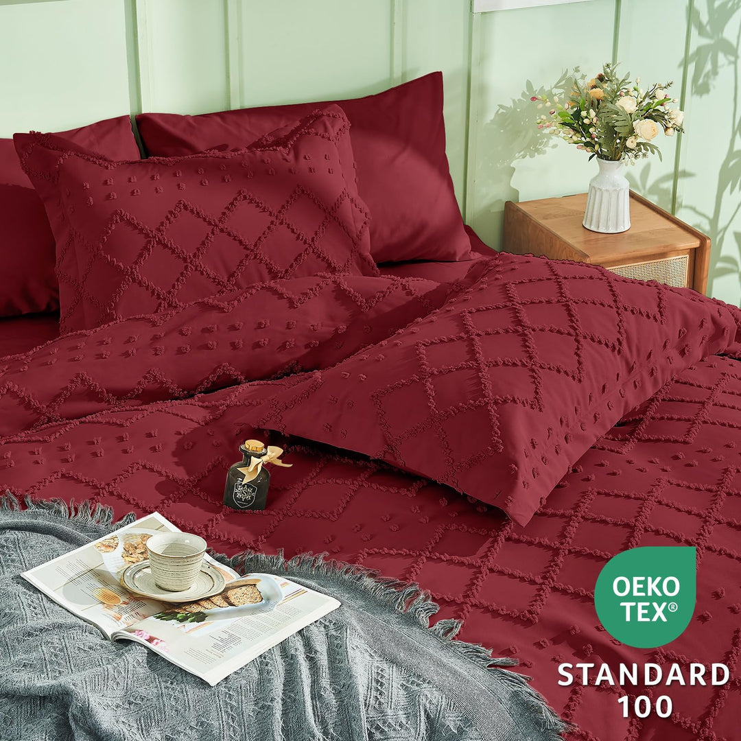 NOUVEAU ! Parure de lit housse de couette microfibre tuftée style bohème
