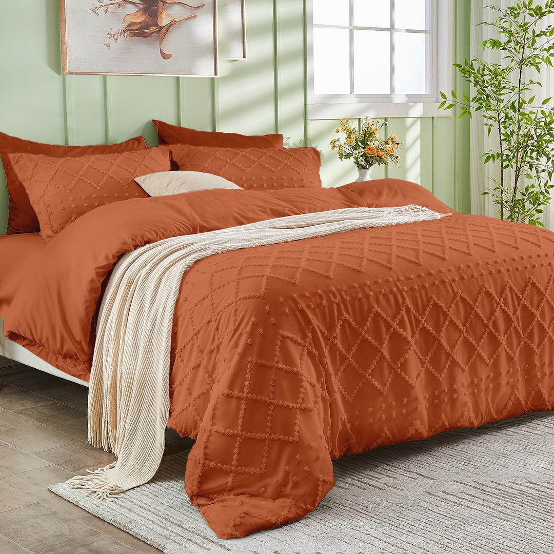 NOUVEAU ! Parure de lit housse de couette microfibre tuftée style bohème