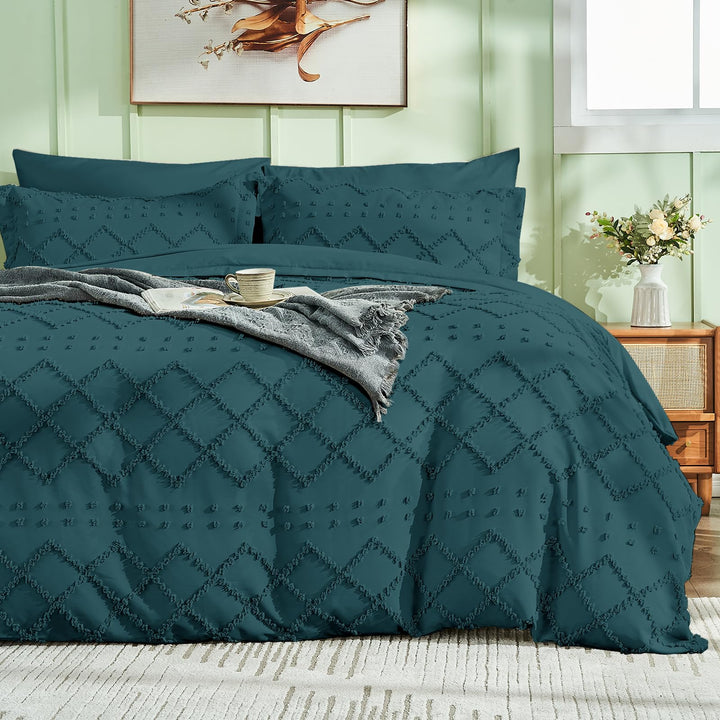 NOUVEAU ! Parure de lit housse de couette microfibre tuftée style bohème