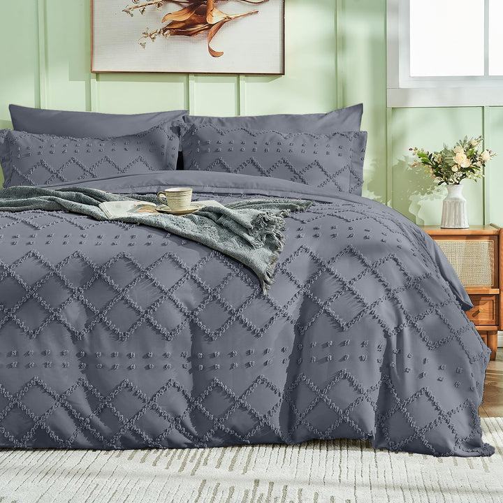 NOUVEAU ! Parure de lit housse de couette microfibre tuftée style bohème