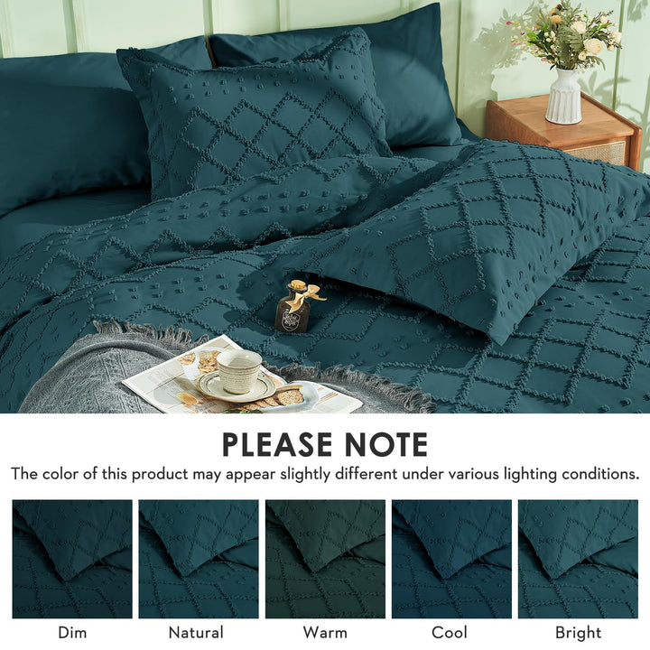 NOUVEAU ! Parure de lit housse de couette microfibre tuftée style bohème