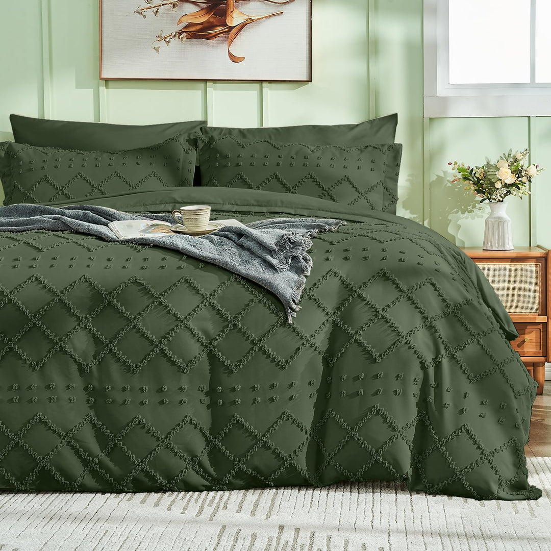 NOUVEAU ! Parure de lit housse de couette microfibre tuftée style bohème