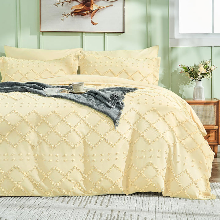 NOUVEAU ! Parure de lit housse de couette microfibre tuftée style bohème
