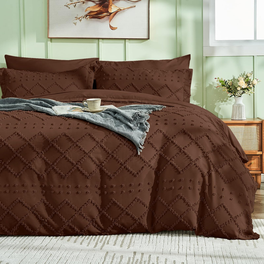 NOUVEAU ! Parure de lit housse de couette microfibre tuftée style bohème