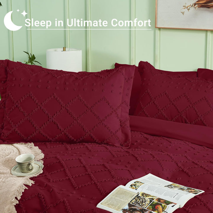 NOUVEAU ! Parure de lit housse de couette microfibre tuftée style bohème