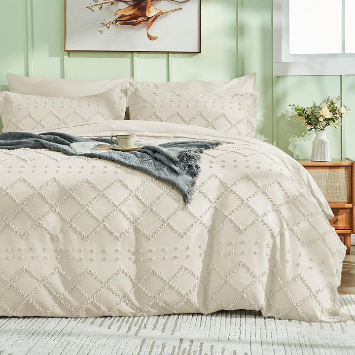 NOUVEAU ! Parure de lit housse de couette microfibre tuftée style bohème