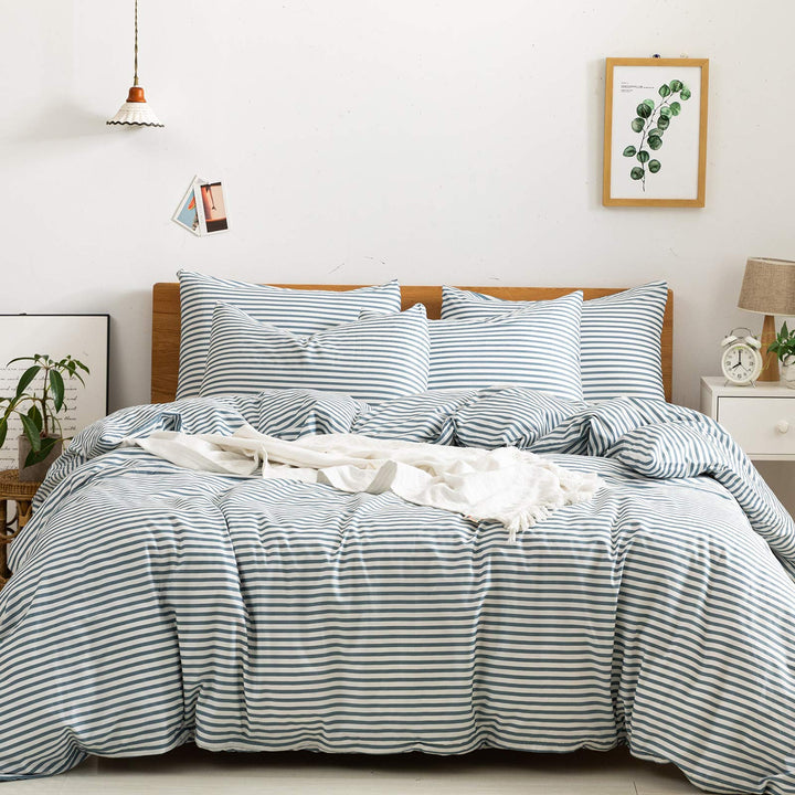 NEW! Cloud Stripe 100% Cotton Duvet Cover Set