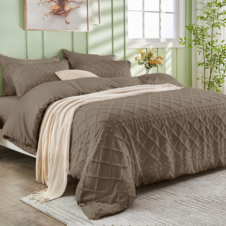 NOUVEAU ! Parure de lit housse de couette microfibre tuftée style bohème