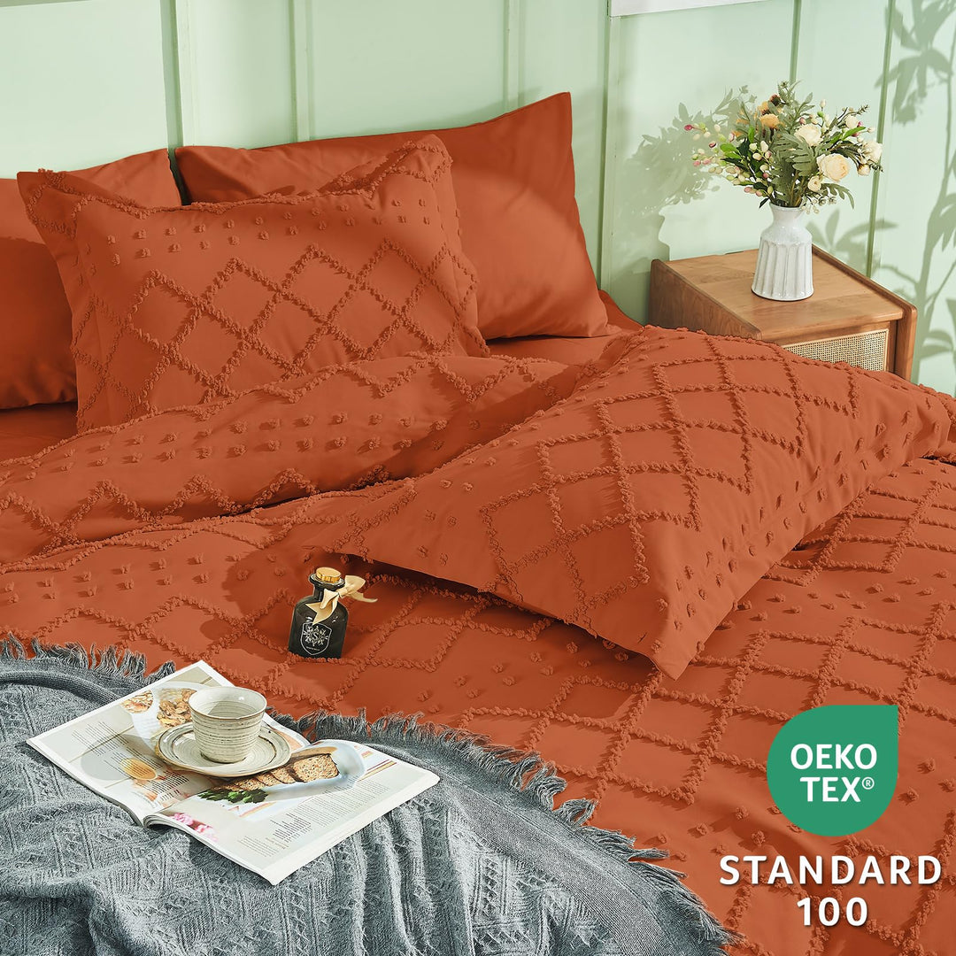 NOUVEAU ! Parure de lit housse de couette microfibre tuftée style bohème