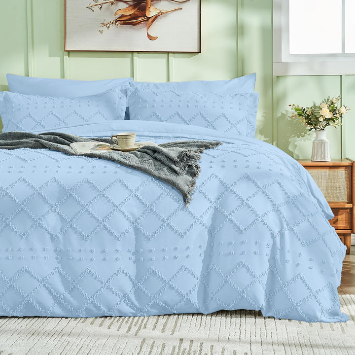 NOUVEAU ! Parure de lit housse de couette microfibre tuftée style bohème