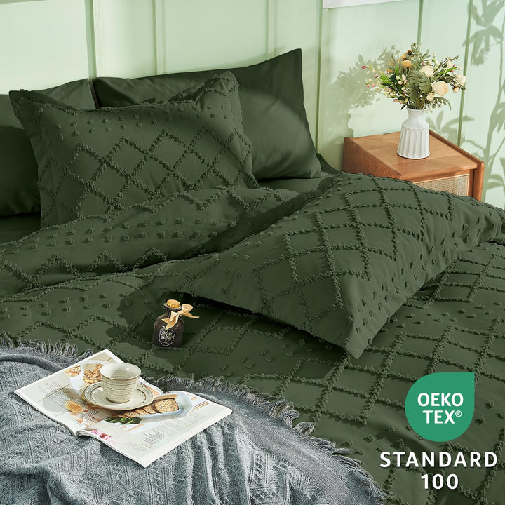 NOUVEAU ! Parure de lit housse de couette microfibre tuftée style bohème