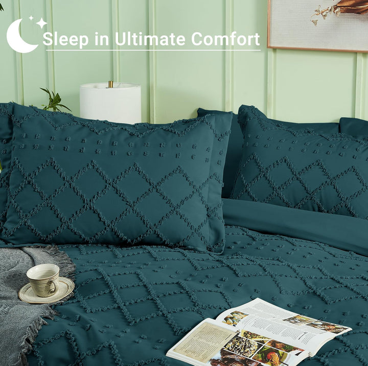 NOUVEAU ! Parure de lit housse de couette microfibre tuftée style bohème