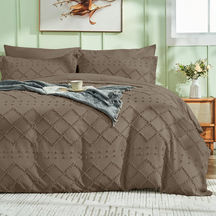 NOUVEAU ! Parure de lit housse de couette microfibre tuftée style bohème
