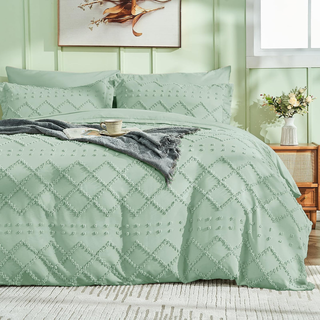 NOUVEAU ! Parure de lit housse de couette microfibre tuftée style bohème