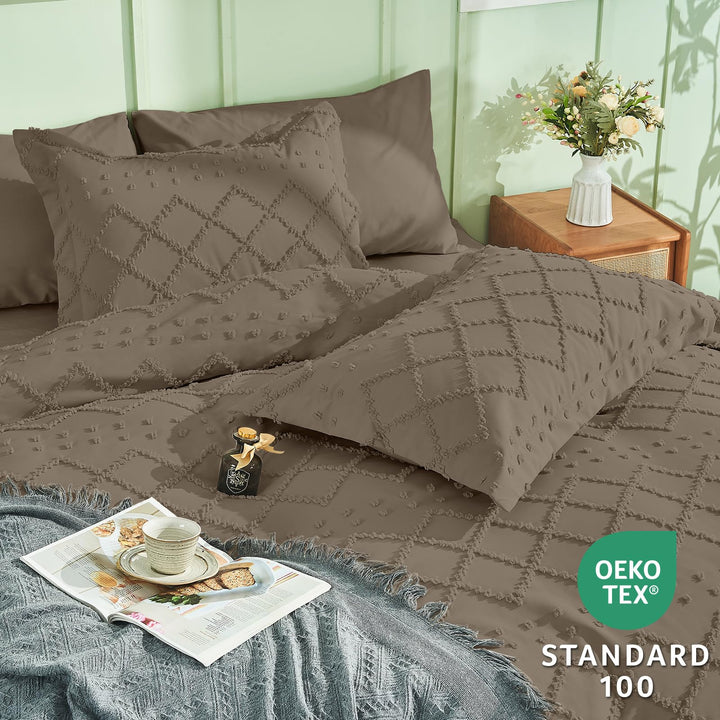 NOUVEAU ! Parure de lit housse de couette microfibre tuftée style bohème