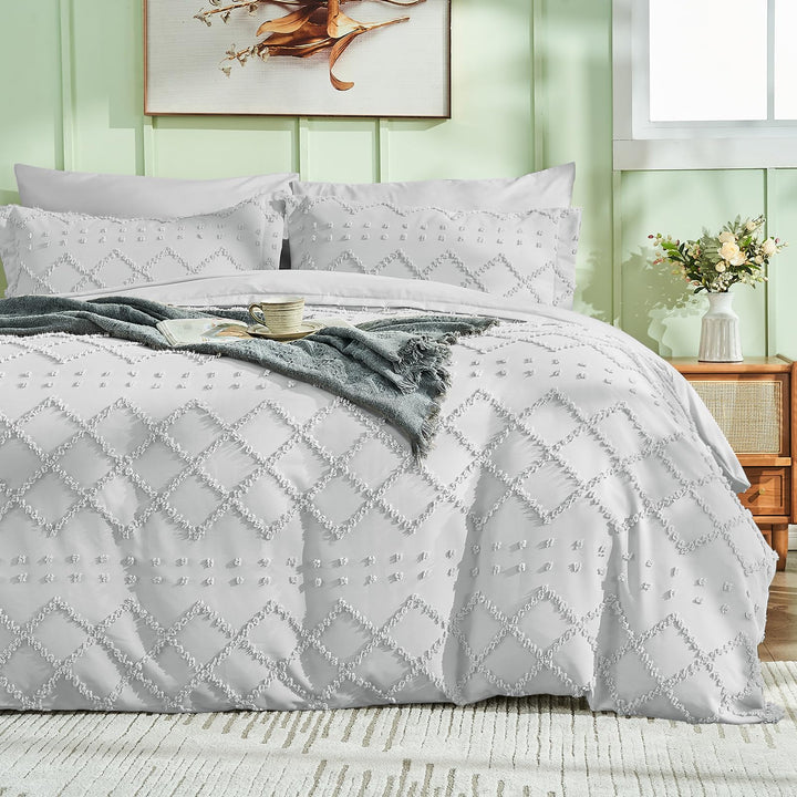 NOUVEAU ! Parure de lit housse de couette microfibre tuftée style bohème