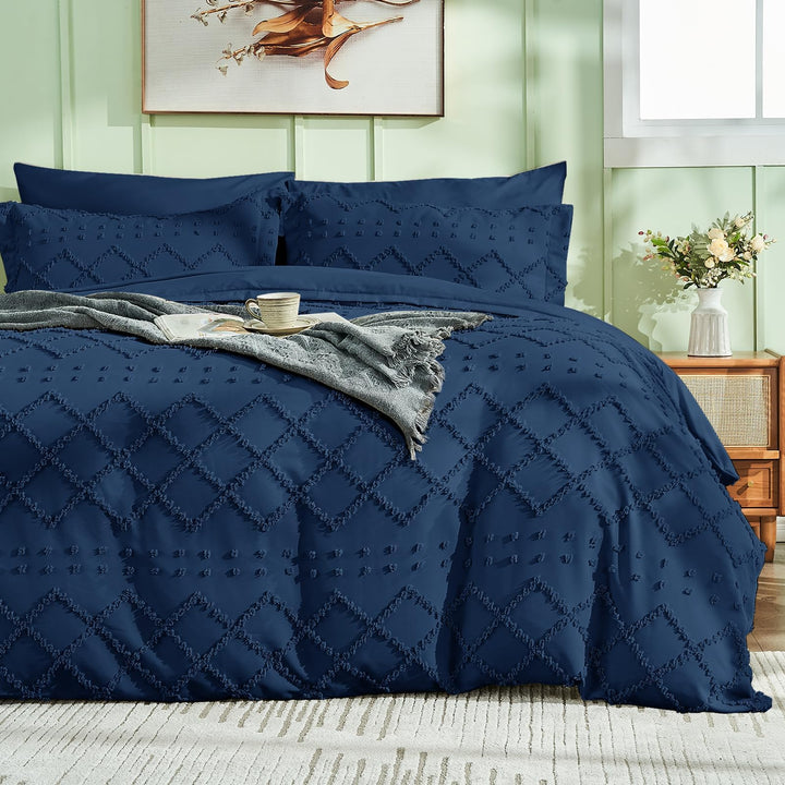NOUVEAU ! Parure de lit housse de couette microfibre tuftée style bohème