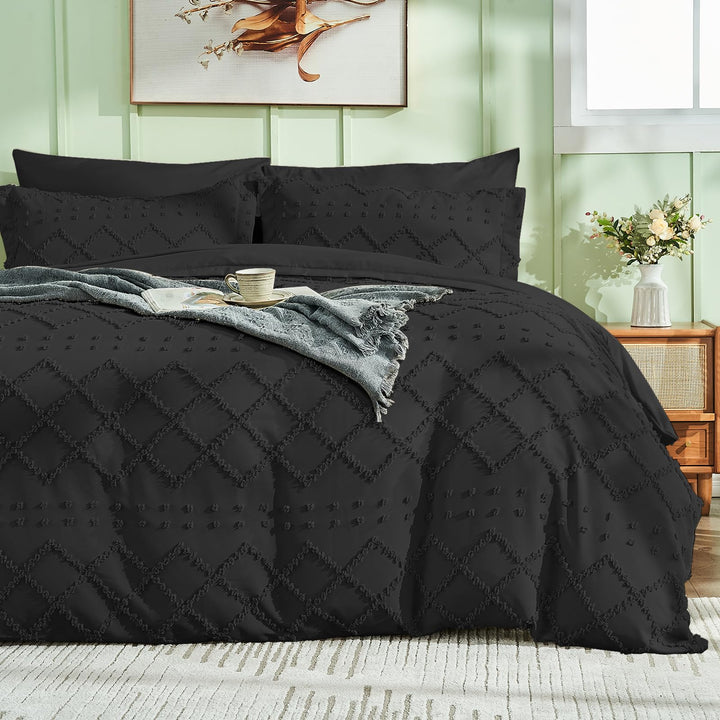NOUVEAU ! Parure de lit housse de couette microfibre tuftée style bohème