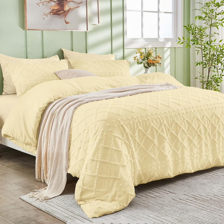 NOUVEAU ! Parure de lit housse de couette microfibre tuftée style bohème