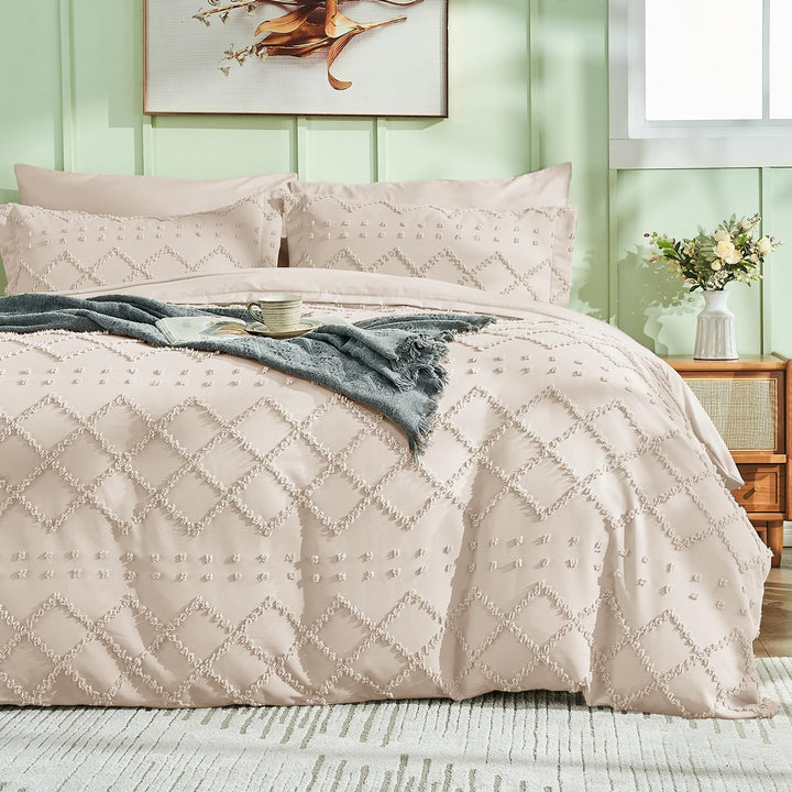 NOUVEAU ! Parure de lit housse de couette microfibre tuftée style bohème