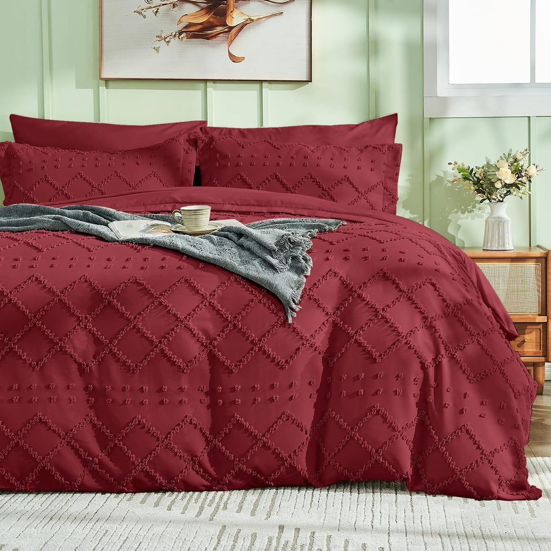 NOUVEAU ! Parure de lit housse de couette microfibre tuftée style bohème