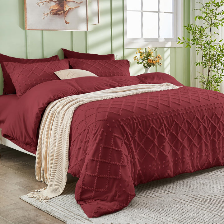 NOUVEAU ! Parure de lit housse de couette microfibre tuftée style bohème