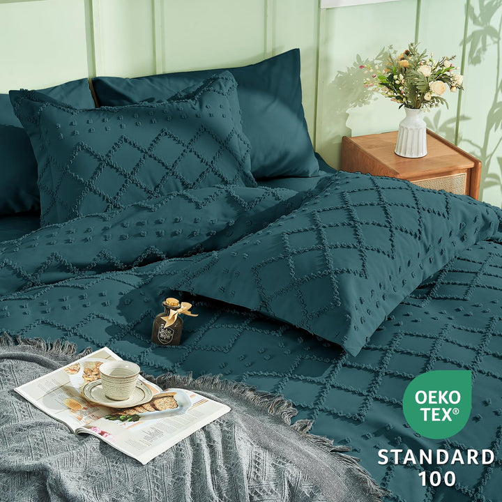 NOUVEAU ! Parure de lit housse de couette microfibre tuftée style bohème