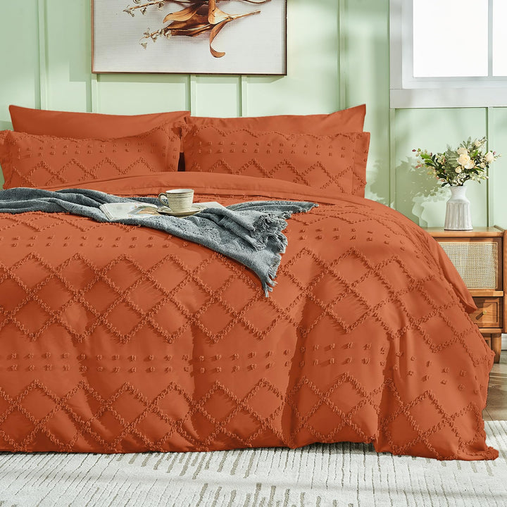NOUVEAU ! Parure de lit housse de couette microfibre tuftée style bohème