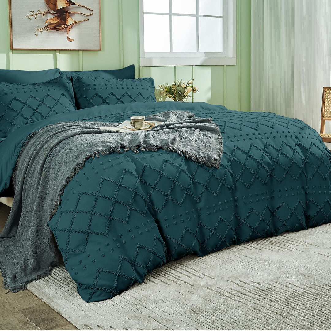 NOUVEAU ! Parure de lit housse de couette microfibre tuftée style bohème