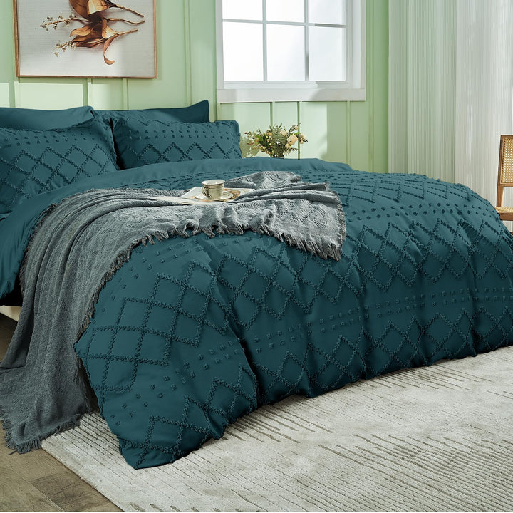 NOUVEAU ! Parure de lit housse de couette microfibre tuftée style bohème