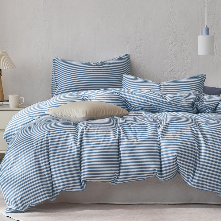 NEW! Cloud Stripe 100% Cotton Duvet Cover Set