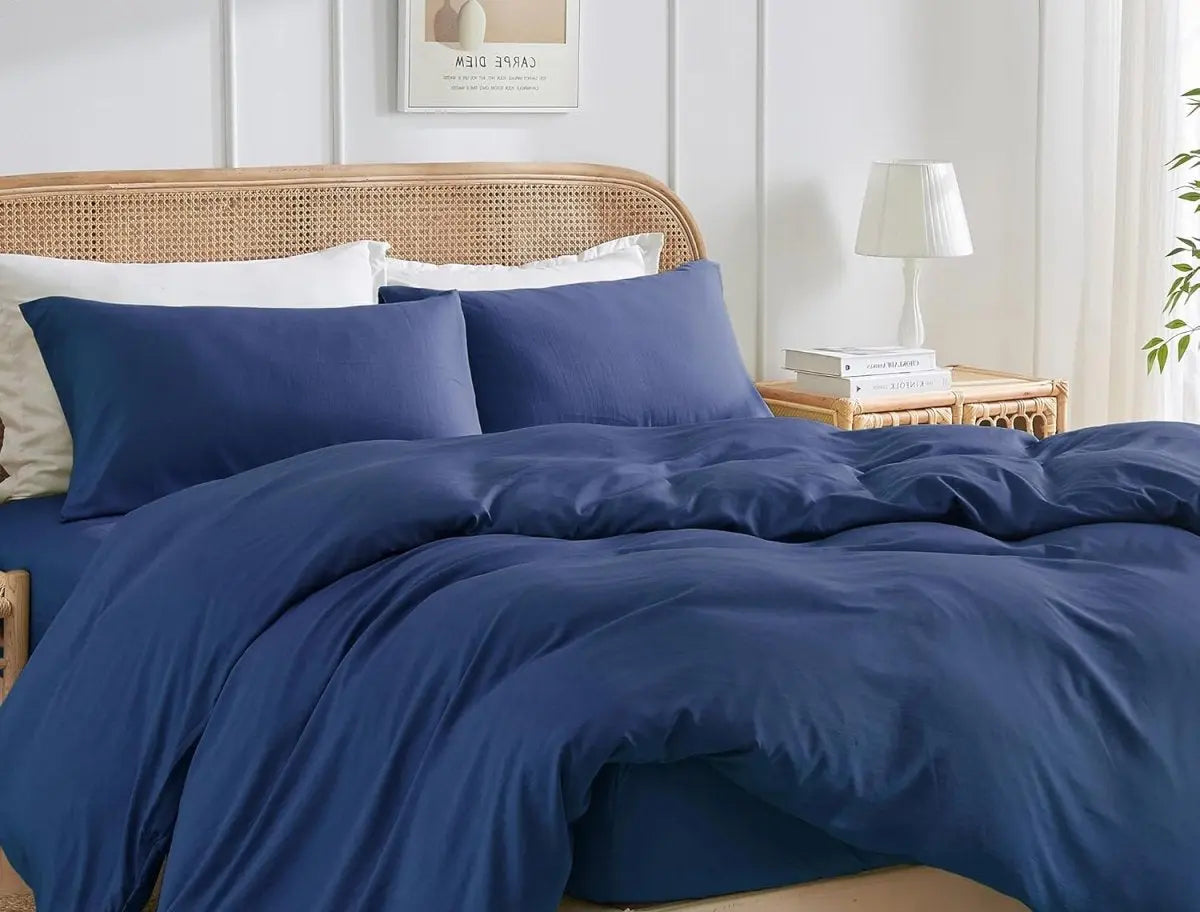 New! Cooling Weighted Blanket Cover, Bamboo Weighted Blanket Cover Set For Hot Sleeper - King (88''x104'') - Dark Blue