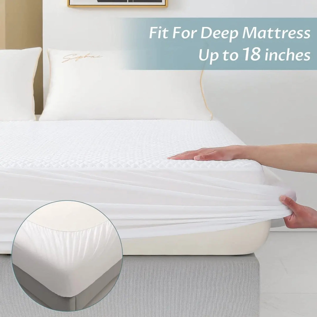 New! Waterproof Cooling Mattress Protector Breathable | Noiseless | Deep Pocket Fit - Twin - 