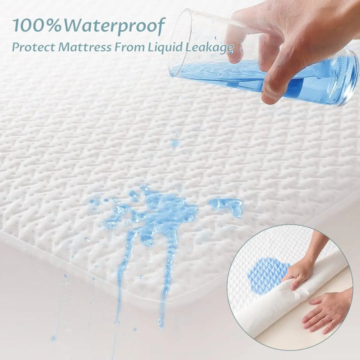 New! Waterproof Cooling Mattress Protector Breathable | Noiseless | Deep Pocket Fit - Twin - 